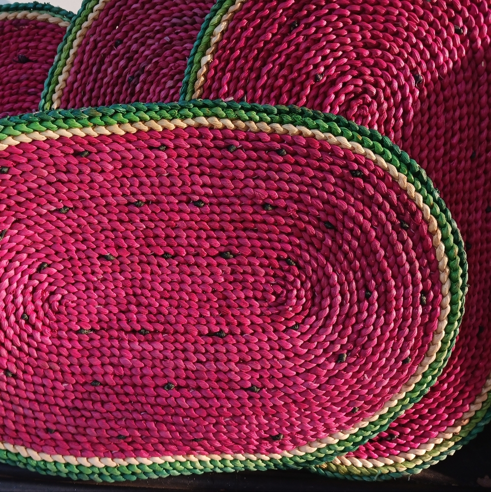 4 piece rattan watermellon placemats.